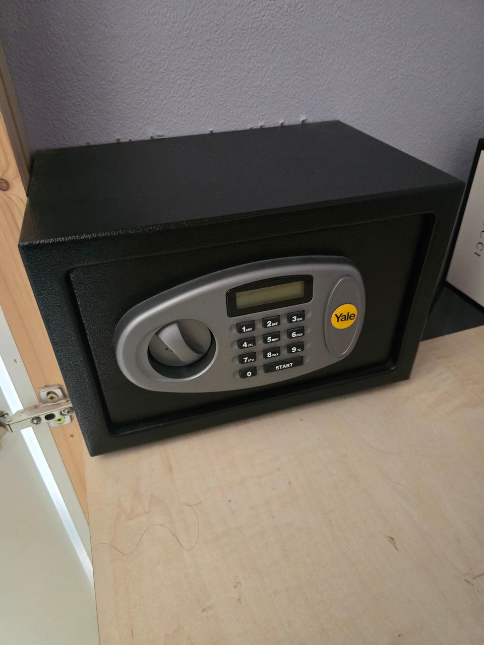 Yale digital home safe installed and bolted down